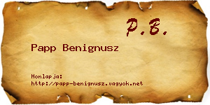 Papp Benignusz névjegykártya